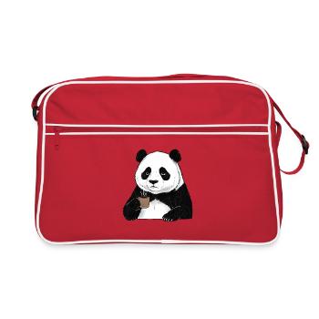 Panda caneuse, amateur de café du matin, grognon matinal - Sac Retro - rouge/blanc - Devant