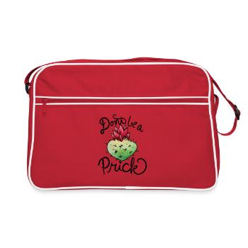 Watercolor Cactus Heart with Bloom - Retro Bag - red/white - Front