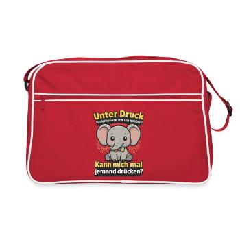 Under pressure elephant, cuddle me saying - Retro Bag - red/white - Front