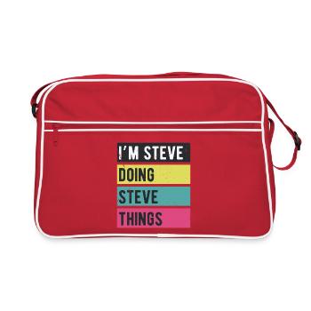 Je suis Steve qui fait des choses Steve Couleurs rétro - Sac Retro - rouge/blanc - Devant