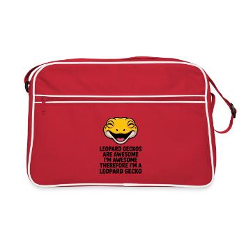 Gecko souriant sur le noir - Sac Retro - rouge/blanc - Devant