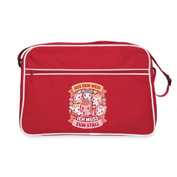 En s’écartant vers les chevaux des écuries - Sac Retro - rouge/blanc - Devant