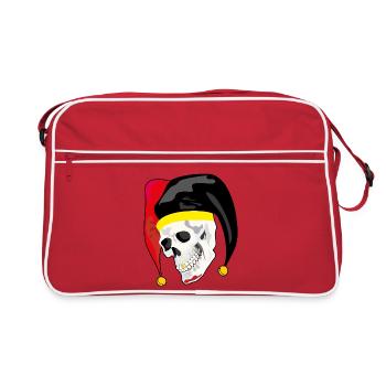 Crâne d’Arlequin : Style Rebelle et Or - Sac Retro - rouge/blanc - Devant