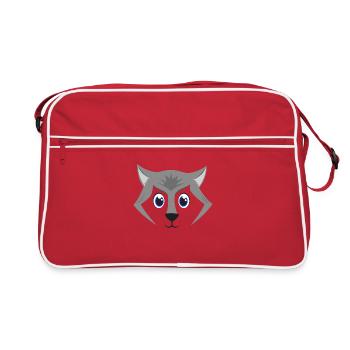 Cute Wolf Face Kawaii Grey Timber Wolf Costume - Retro Bag - red/white - Front