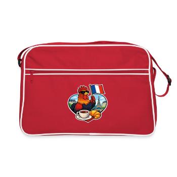 Frankreich – French Rooster Café Paris Tour Eiffel - Retro Tasche - Rot/Weiß - Vorne