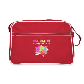 Autism, Autistic, ADHD, Asperger's, Neurodiversity - Retro Bag - red/white - Front