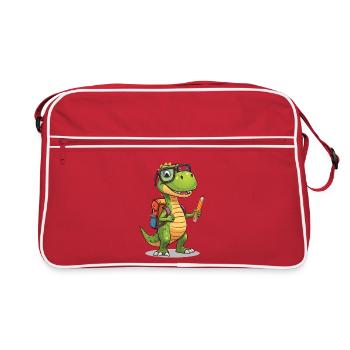 Dino Scholar With Pencil - Retro Bag - red/white - Front