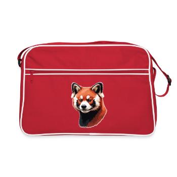 Red Panda Head – Digital Painting - Retro Bag - red/white - Front