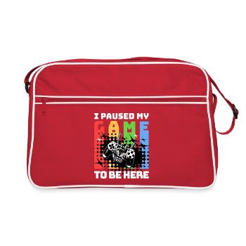 I paused my game to be here - Retro Bag - red/white - Front