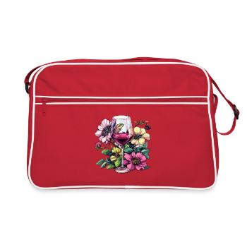 Flower wine in a glass - Retro Bag - red/white - Front