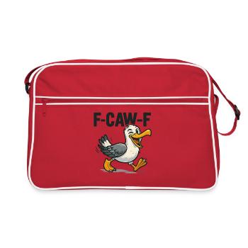 lustige möwe spruch, f caw f - Retro Tasche - Rot/Weiß - Vorne
