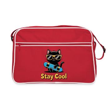 Skater Cat Stay Cool - Retro Bag - red/white - Front