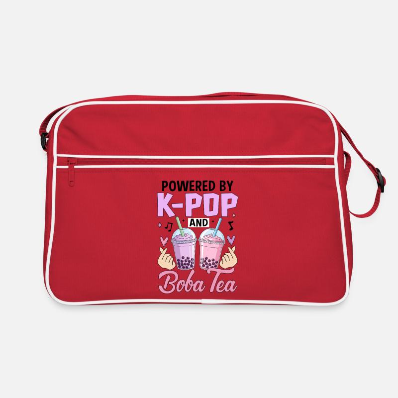 Powered By K Pop And Boba Tea Retro Tasche