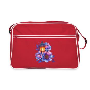 Lantern light in front of colorful peonies - Retro Bag - red/white - Front