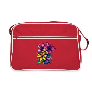 Colour explosion of tropical flowers - Retro Bag - red/white - Front