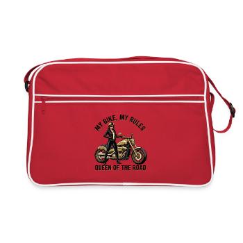Mon vélo, mes règles – Reine de la moto de route - Sac Retro - rouge/blanc - Devant