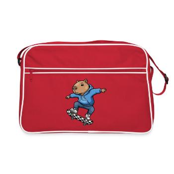 Capybara Skateboard - Retro Tasche - Rot/Weiß - Vorne