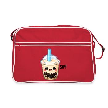 Tasse de thé au lait Kawaii Boba - Sac Retro - rouge/blanc - Devant