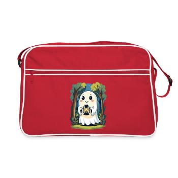 Lantern spirit in the forest at night - Retro Bag - red/white - Front
