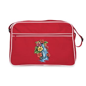 Tropischer Wasserfall Hibiskus - Retro Tasche - Rot/Weiß - Vorne