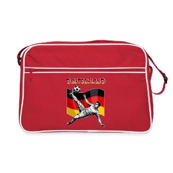 Football Allemagne Drapeau Vue de pied aérien - Sac Retro - rouge/blanc - Devant