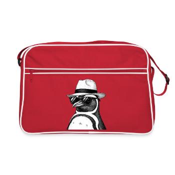 Penguin with hat and sunglasses - Retro Bag - red/white - Front