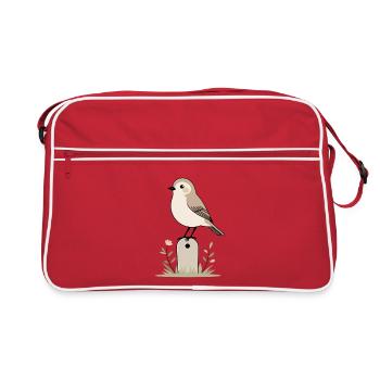 Illustration de jardin d’oiseaux avec fleurs - Sac Retro - rouge/blanc - Devant