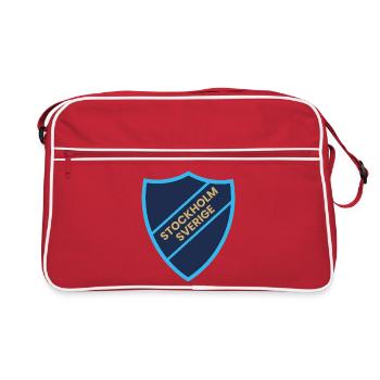 Graphique du Stockholm Shield en tons bleus - Sac Retro - rouge/blanc - Devant