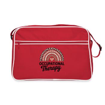 Pastell Regenbogen Herz Therapie - Retro Tasche - Rot/Weiß - Vorne