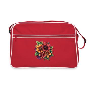 Colourful floral composition - Retro Bag - red/white - Front