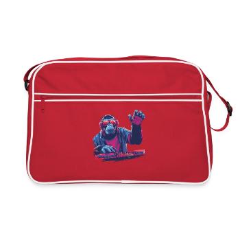 Cooler DJ-Affe - Retro Tasche - Rot/Weiß - Vorne