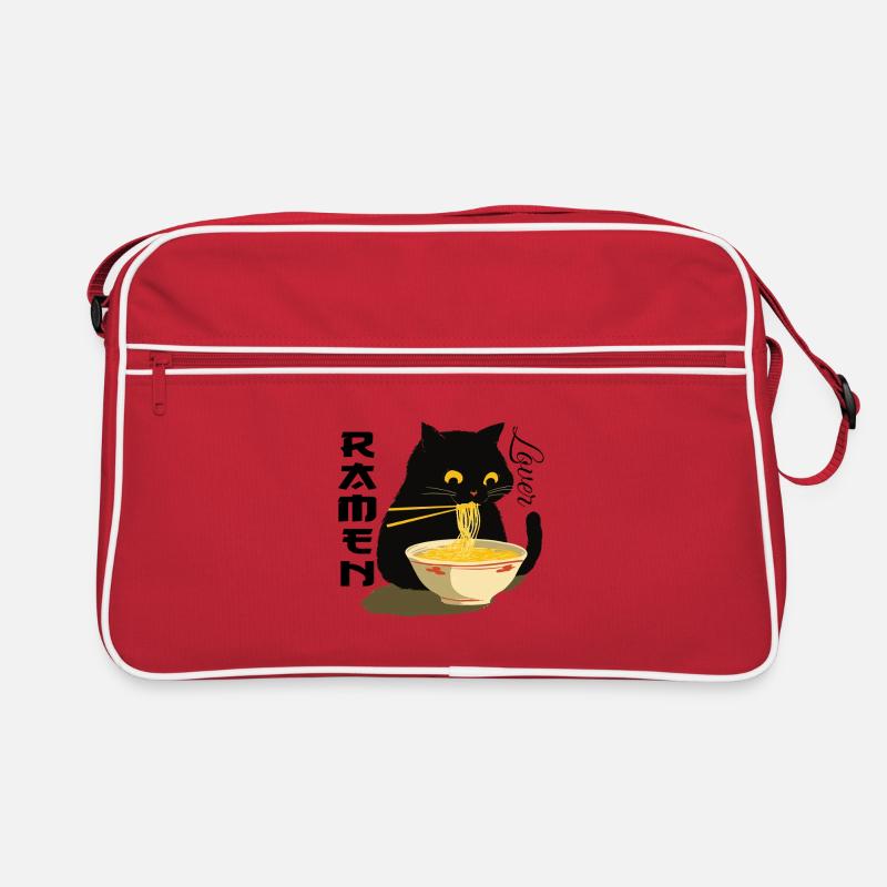 Ramen Lover - Black Cat with Noodles Retro Bag