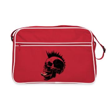 Skull Mohawk Punk Rocker Totenkopf - Retro Bag - red/white - Front