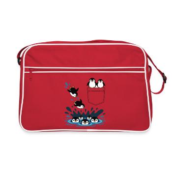 Penguin Jump Into The Water Pocket Design - Retro Bag - red/white - Front