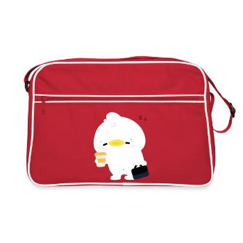 Kawaii Duck Coffee Moment - Retro Bag - red/white - Front