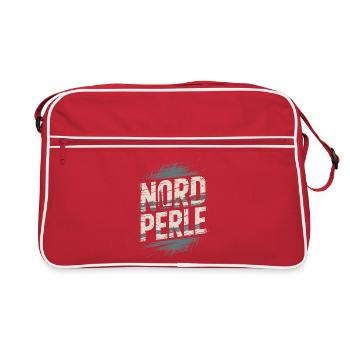 Nordperle Hamburg Nordsee Ostsee Norddeutsch Deern - Retro Tasche - Rot/Weiß - Vorne