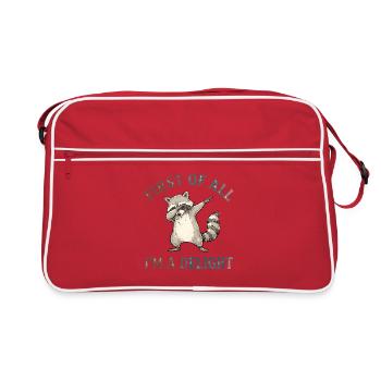 Waschbär, Lustiges Waschbär - Retro Tasche - Rot/Weiß - Vorne