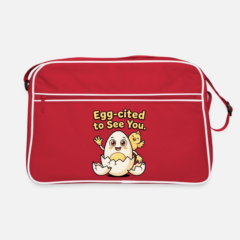 Egg Cited To See You Funny Egg Chick Retro Bag
