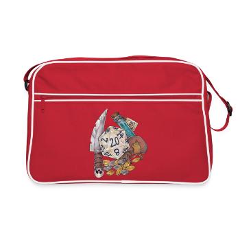 RPG Tabletop D20 Dice Gift Thief Robbery - Retro Bag - red/white - Front