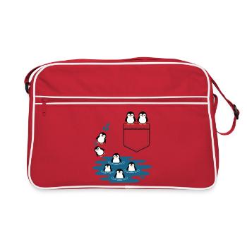 Penguin Jump Into The Water Pocket Design - Retro Bag - red/white - Front