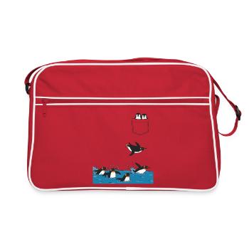 Penguin Jump Into The Water Pocket Design - Retro Bag - red/white - Front