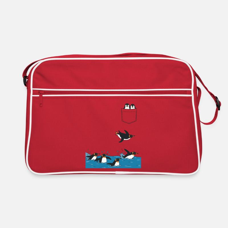 Pinguin Sprung ins Wasser Pocket Design Retro Tasche