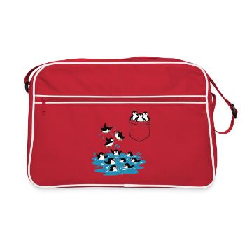 Penguin Jump Into The Water Pocket Design - Retro Bag - red/white - Front