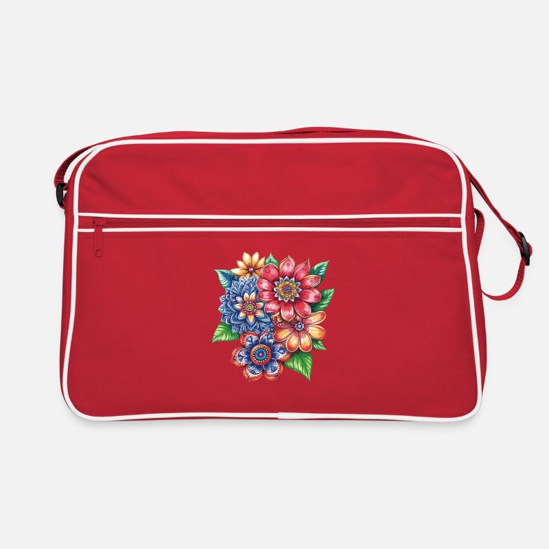 Farbexplosion Blütenbouquet Retro Tasche