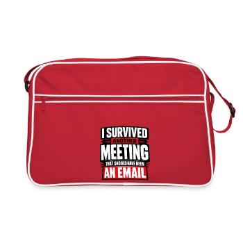 I survived meeting should be email Design - Retro Tasche - Rot/Weiß - Vorne
