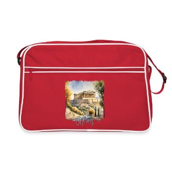 Aquarelle d’Athènes, Athènes Grèce - Sac Retro - rouge/blanc - Devant