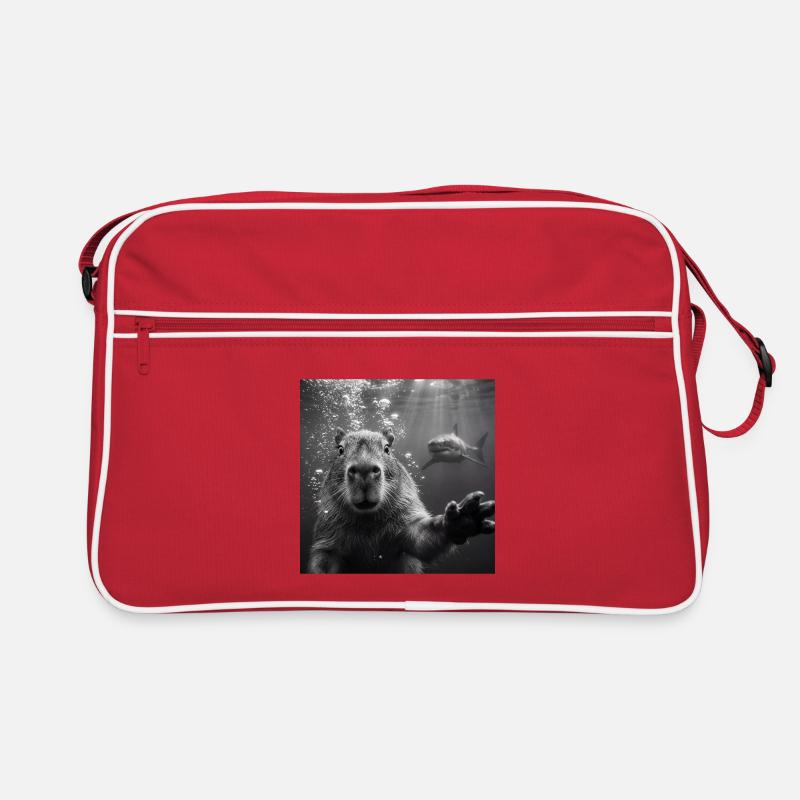 Capybara Selfie Underwater with Shark Retro Bag