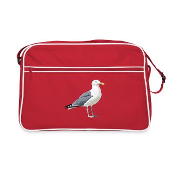 Illustration de bande dessinée de mouette côtière - Sac Retro - rouge/blanc - Devant