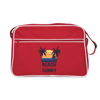 Sonnenuntergang am Strand Spruch - Retro Tasche - Rot/Weiß - Vorne