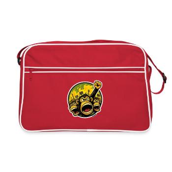 Des primates en colère protestent contre le dessin animé - Sac Retro - rouge/blanc - Devant
